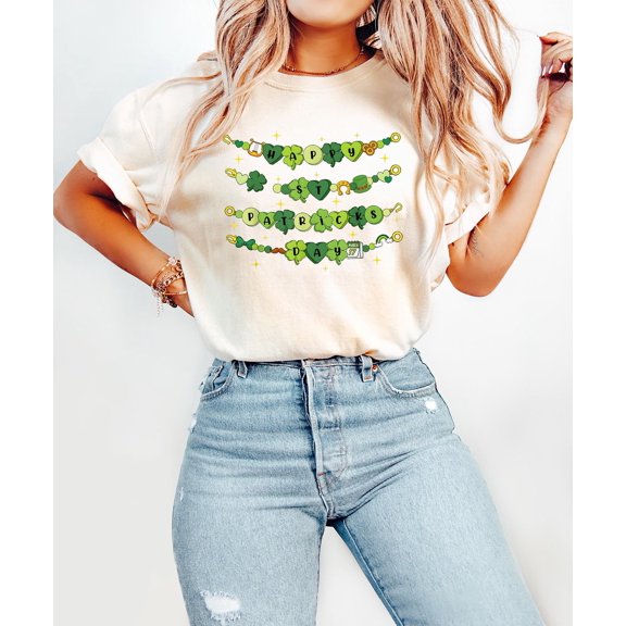 Happy St Patricks Day Bracelet Shirt, St Patrick's Day Friendship Bracelet Shirt, Women's Lucky Shirt, Women's St Patrick's Day Shirt All Size S-5Xl