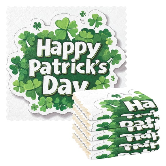 Happy St Patricks Day Clover Dish Cloths Dish Towels Cleaning Cloths Quick Drying Reusable 11" x 11" Set of 6