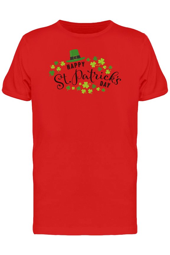 Happy St Patricks Day Clover T-Shirt Men -Image by Shutterstock, Male Small