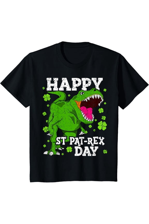 Happy St Patricks Day Dinosaur T-Rex Boys Toddler Kids Dino T-Shirt