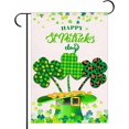 thumbnail image 1 of Happy St Patricks Day Garden Flag Luck Shamrock Flag,Welcome Green Shamrock Clover With St Patricks Hat Spring Garden Flag Buffalo Plaid Shamrock Double Sided Farmhouse Outdoor, 1 of 5
