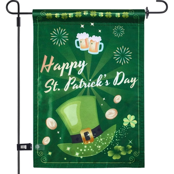 Happy St Patricks Day Garden Flag Spring Double Sided Saint Patty's Day Flag House Yard Shamrocks Flag for Terraces Porches Yards Holiday Decor Gifts (12 x 18 Inch)