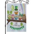 thumbnail image 1 of Happy St.Patricks Day Garden Flag Vertical Double Sided 12.5 x 18 Inch Cute Five Owls Standing on the Branch Burlap Yard Outdoor Decor, 1 of 5
