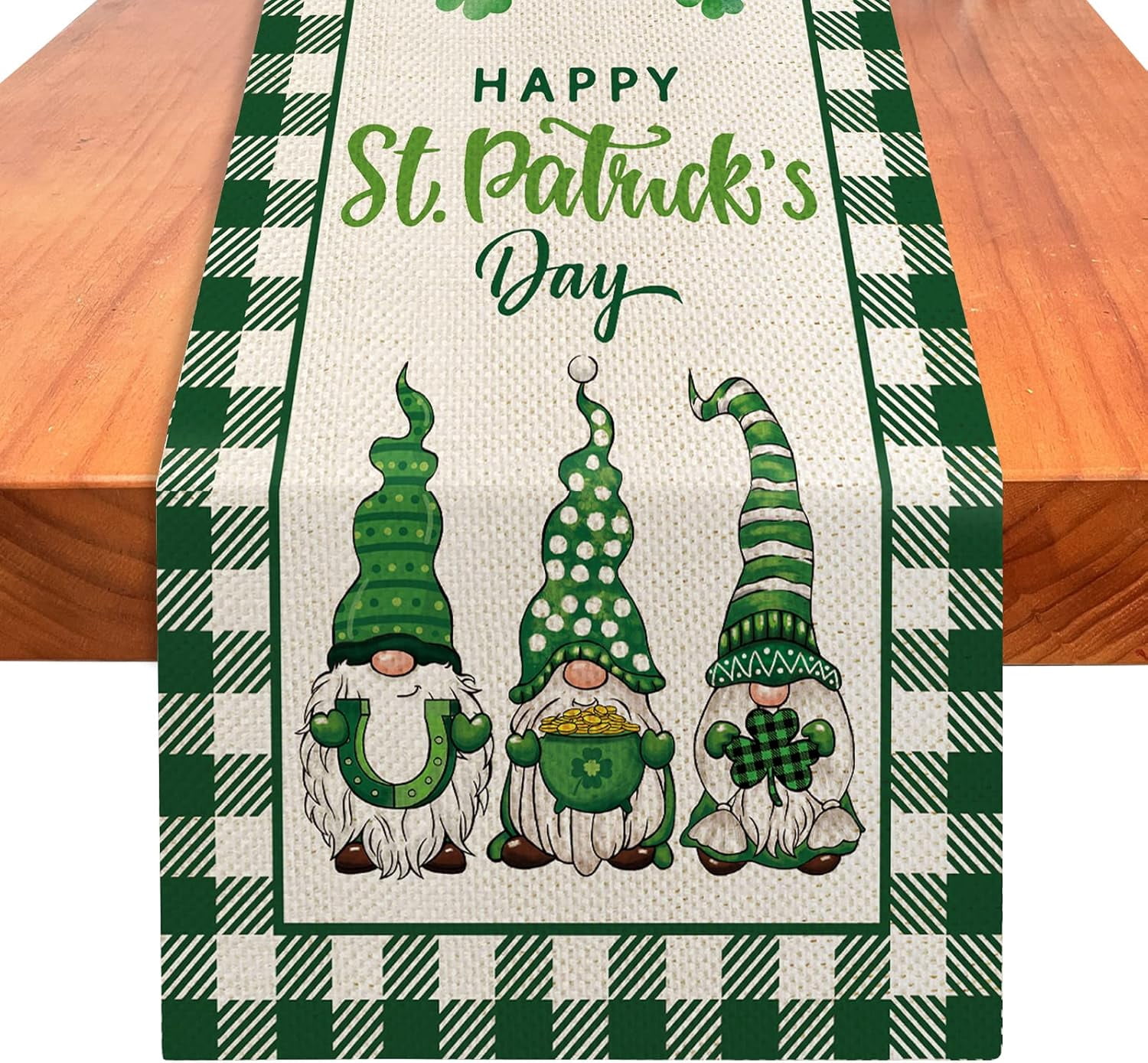 Happy St Patricks Day Gnomes Table Runner 72 Inches Long, Green ...