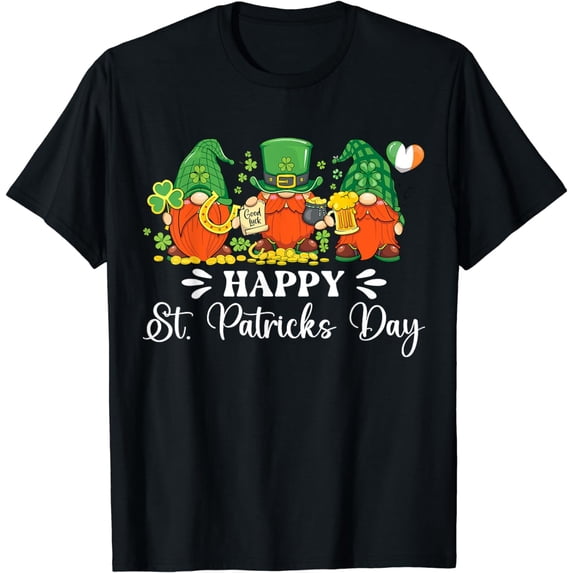 Happy St Patricks Day Irish Gnomes Lucky Shamrock Women Men T-Shirt
