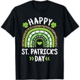 thumbnail image 1 of Happy St. Patricks Day Leopard Print Rainbow Shamrock Irish T-Shirt, 1 of 4