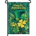 thumbnail image 1 of Happy St. Patricks Day Shamrock Garden Flag Double Sided 12 x 18 Inch Green Hat with Clovers Decorative Garden Yard Flags for Home Decor, 1 of 6