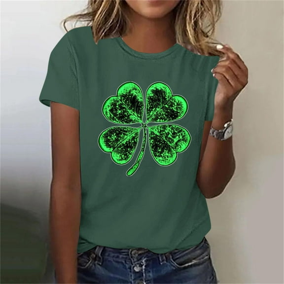 Happy St Patricks Day Shirt Women Cute Shamrock Graphic Tee Irish Short Sleeve St Pattys Day Shirt