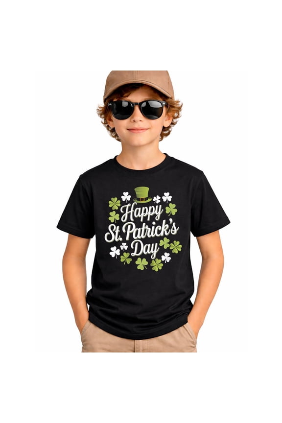 Happy St Patricks Day With Shamrocks Irish Party Boys T-Shirt