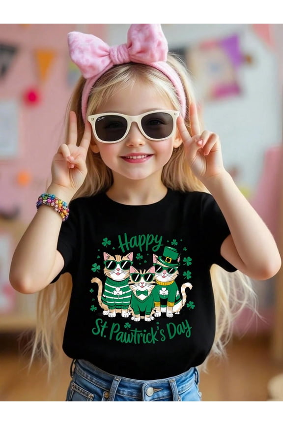 Happy St Pawtrick's Day Cat St Patricks Day Cattrick's Day Men Women Kids T-Shirt Graphic T-shirts for boys and girls
