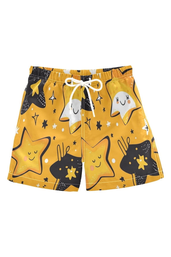 Happy Stars Swim Trunks Quick Dry Beach Pool Board Shorts Lightweight Stylish Print Sizes 2T to XL