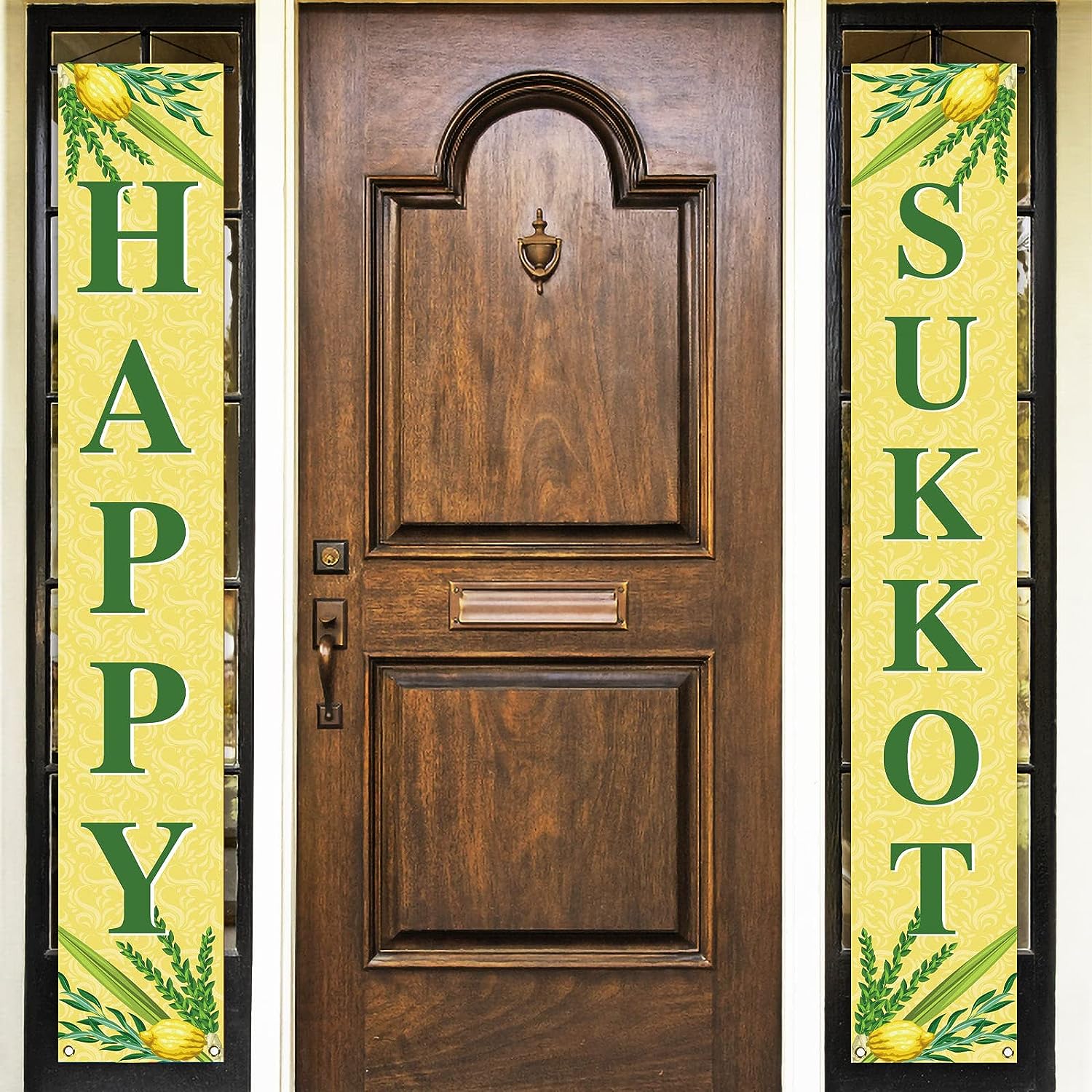 Happy Sukkot Porch Banner Sukkah Jewish Hebrewh Party Decoration Etrog