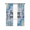 thumbnail image 1 of Happy Summer Blackout Curtains for Bedroom Living Room, Blue Starfish Shell Seashell Oceans Life Plaid 72 In Long Thermal Insulated Room Darkening Drapes Grommet Window Treatments, 52 x 72 In, 1 of 9