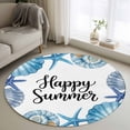 thumbnail image 1 of Happy Summer Round Living Room Rugs 3.3 ft, Blue Starfish Shell Seashell Oceans Life Washable Area Rug with Non-Slip Sturdy Edge Binding Round Front Door Mat Floor Carpet for Entryway, 1 of 9