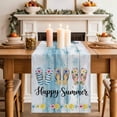thumbnail image 1 of Happy Summer Table Runner, Artistic Slippers Nautical Beach Starfish Blue Wood Grain Cotton Linen Kitchen Table Decoration Washable Dining Tabletop Runners for Home Party Decor 13x108 Inches, 1 of 9