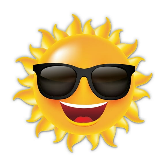 Happy Sun Smiling - 7" Vinyl Sticker - For Car Laptop I-Pad - Waterproof Decal