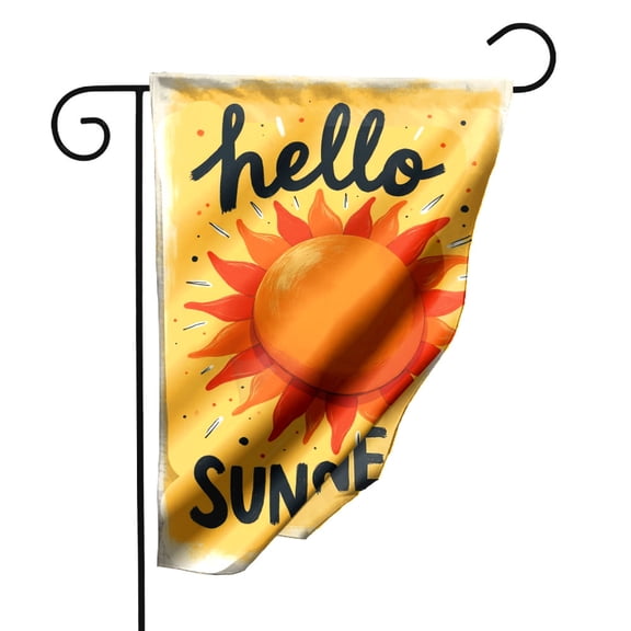 Happy Sunshine Garden Flag Double Sided Polyester Decorative Yard Banner with Hello Sunshine Text and Vibrant Sun Design for Outdoor Patio Lawn Decor 12.5x18 Inch#26271