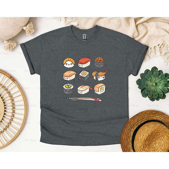 Happy Sushi Anime Kawaii Set Japanese Food Lover Otaku, Cute, Funny Gift,T-Shirt, SW, Hoodie Unisex, up to 5XL
