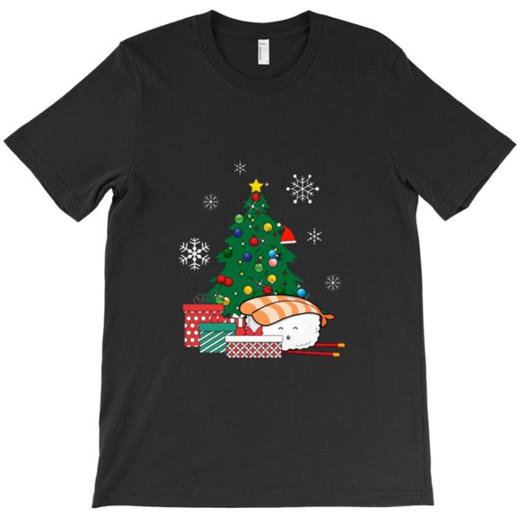 Happy Sushi Around The Christmas Tree Funny Holiday Food Graphic T-Shirt G6536, Up to 5XL