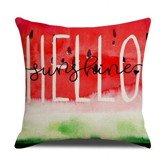 Vorkoi Happy Sweet Summer Time Watermelon Gnome Decorative Throw Pillow Cover 18 x 18, Lemon Watercolor Porch Outdoor Home Decor, Lemonade Seasonal Holiday Farmhouse Sofa Couch Cushion Case