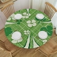 thumbnail image 1 of Happy Table Cloth Round Cover, Fitted Round Tablecloth with , Oilcloth Table Covers, 1 of 8