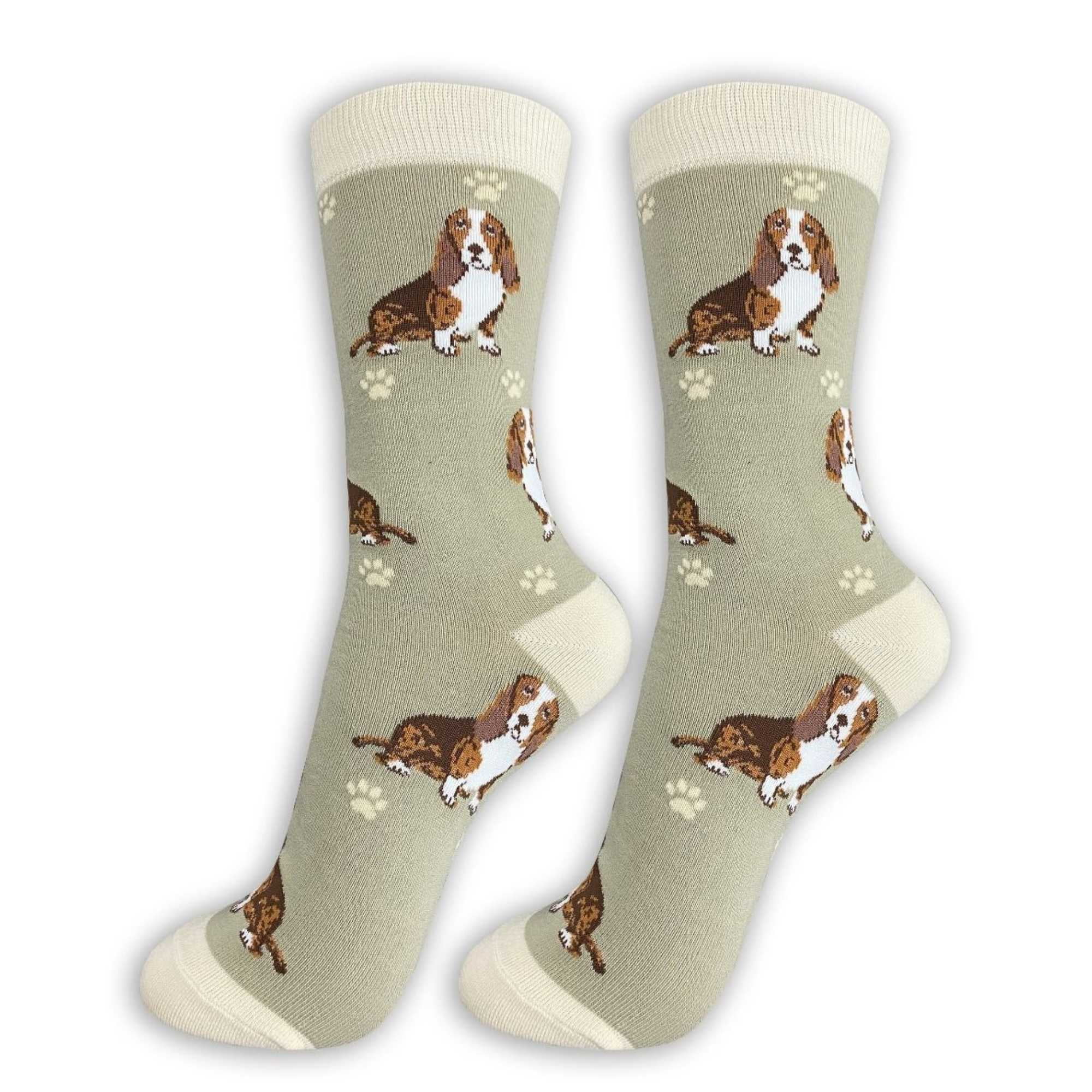 NOVELTY SOCKS Happy Tails Basset Hound Dog Lover Socks - One Size Fits Most