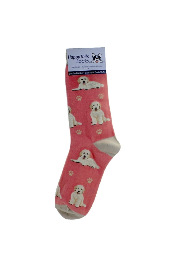 Happy Tails Goldendoodle Dog Lover Peach Colored Socks - One Size Fits Most