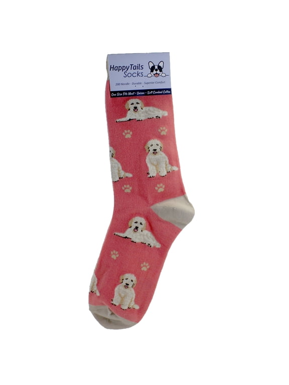 Happy Tails Goldendoodle Dog Lover Peach Colored Socks - One Size Fits Most