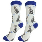 NOVELTY SOCKS Happy Tails Silver Tabby Cat Lover Socks - One Size Fits Most