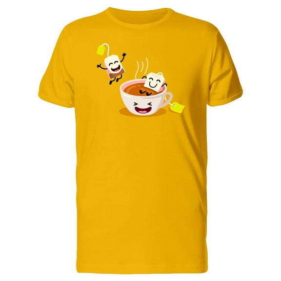 Happy Tea Bags In A Tea Cup T-Shirt Men -Image by Shutterstock, Male XX-Large