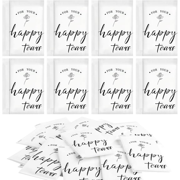 Happy Tears Tissues for Wedding, 60 Packs, 3 Ply | Bulk for Guests, Individual Pocket Tissue Pack, For Welcome Favor Bag Wedding Gift