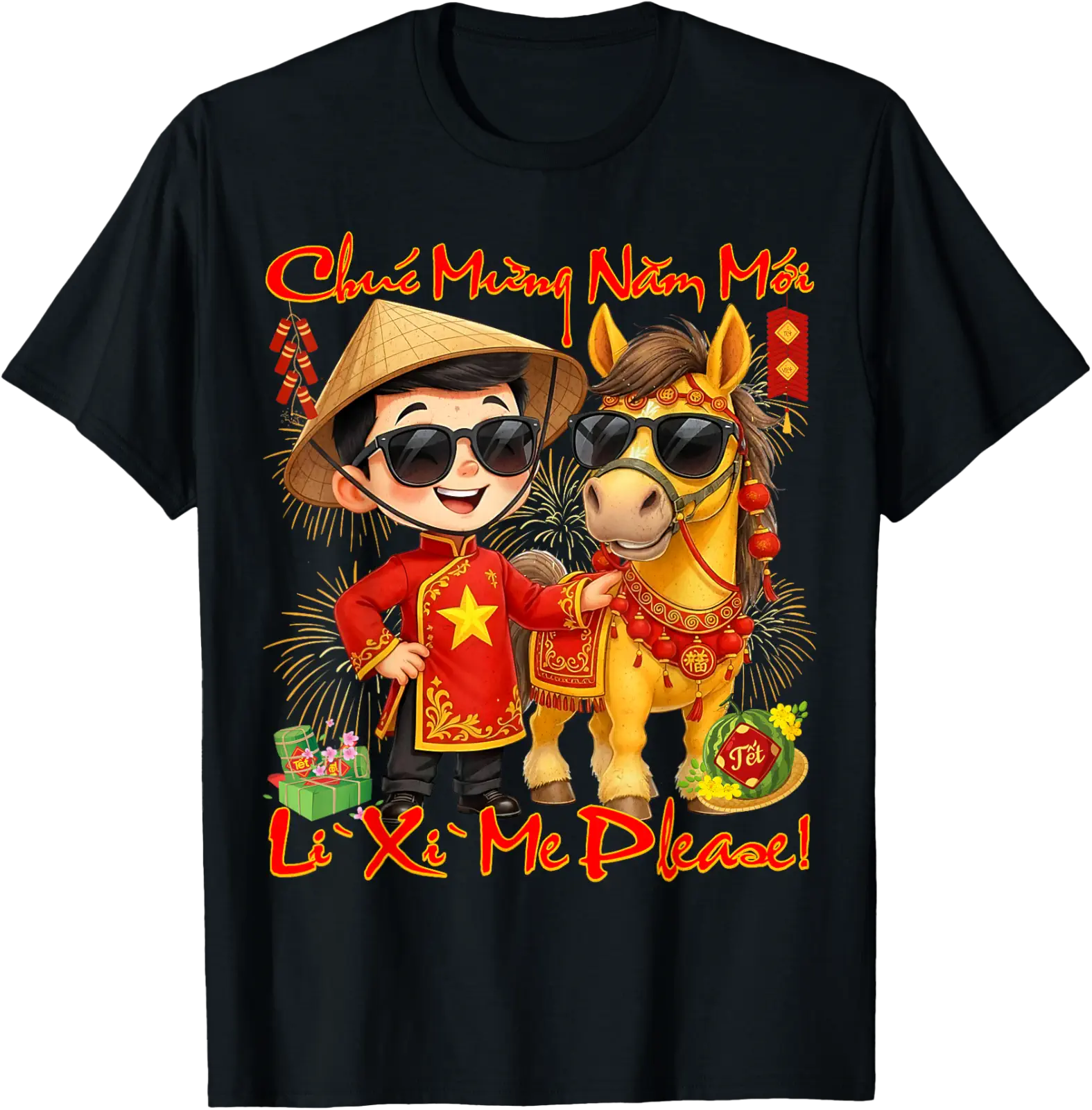 Happy Tet Chuc Mung Nam Moi 2026 Li Xi Me Please Kids Boys T-Shirt All ...