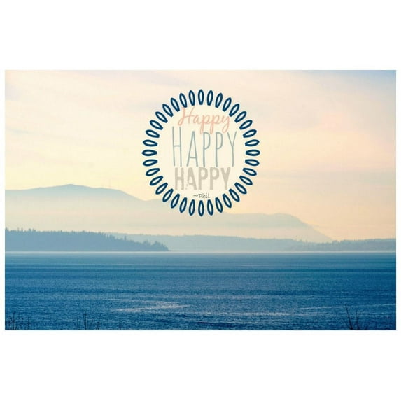 "Happy Text" Painting Print on Wrapped Canvas