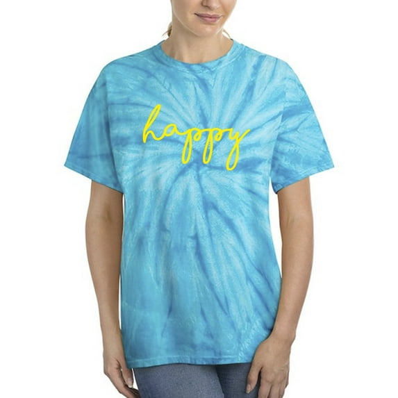 Happy Text Tie Dye Cyclone Women -Smartprints Designs, Female XX-Large