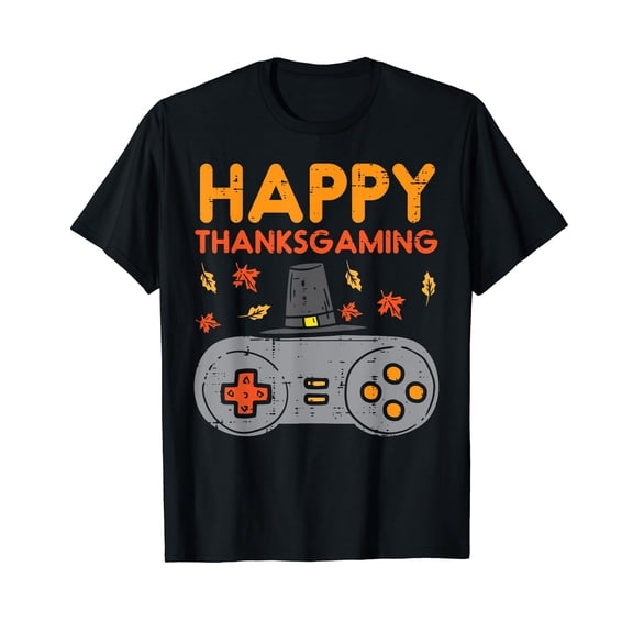 Happy Thanksgaming Video Gamer Mens Thanksgiving Boy T-Shirt Black Tee