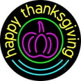 thumbnail image 1 of Happy Thanksgiving 2 LED Neon Sign 18 x 18 - inches, Clear Edge Cut Acrylic Backing, with Dimmer - Bright and Premium built indoor LED Neon Sign for special occasion decor., 1 of 7
