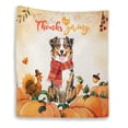 thumbnail image 1 of Happy Thanksgiving Australian Shepherd with Turkey Pumpkins Autumn Vibes Quilt Blanket Aussie Dog Lover Gifts Cozy Comforter Throw Blanket - 12018, 1 of 5
