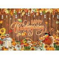Happy Thanksgiving Backdrop Autumn Pumpkin Turkey Wooden Thanksgiving Photography Background Fall Harvest Friendsgiving Party Decorations Banner Supplies Photo Props