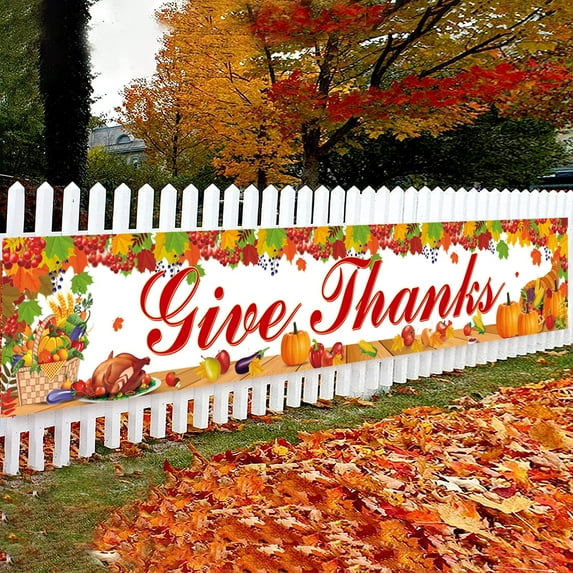 Happy Thanksgiving Banner Happy Fall Lawn Yard Sign Party Supplies Thanksgiving Day Decorations Indoor Outdoor Fence Porch Decor