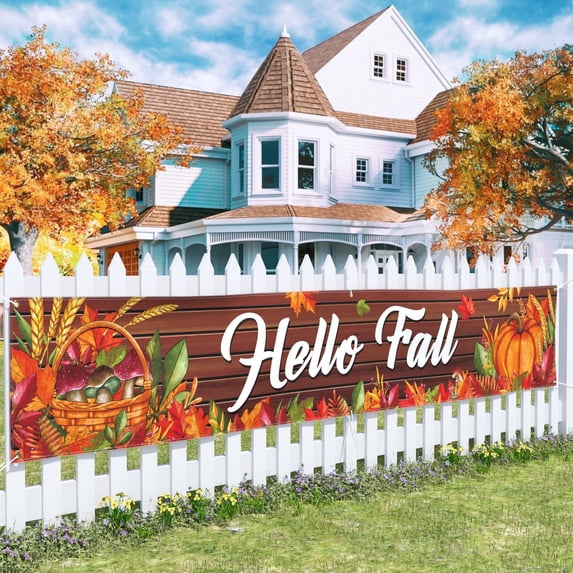 Happy Thanksgiving Banner Happy Fall Lawn Yard Sign Party Supplies Thanksgiving Day Decorations Indoor Outdoor Fence Porch Decor