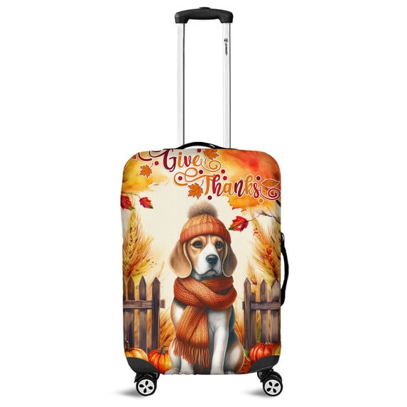 Happy Thanksgiving Beagle Give Thanks Fall Beanie Scarf Welcome Travel Luggage Cover Beagles Dog Lover Gifts Idea Suitcase Dust Protective Decor - 00020