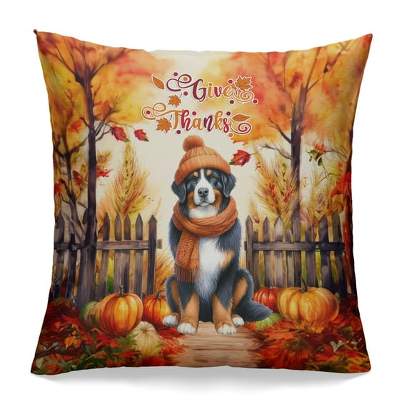 Happy Thanksgiving Bernese Mountain Dog Give Thanks Fall Beanie Scarf Welcome Pillowcase Double Sided Berner Lover Gifts Pillow Case Covers - 00020