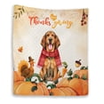 thumbnail image 1 of Happy Thanksgiving Bloodhound with Turkey Pumpkins Autumn Vibes Quilt Blanket Dog Lover Cozy Comforter Throw Blanket - 12018, 1 of 5