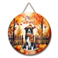 thumbnail image 1 of Happy Thanksgiving Border Collie Give Thanks Fall Beanie Scarf Welcome Round Wood Sign Borders Dog Lovers Gifts Idea Hanging Wall Home Decor - 00020, 1 of 5