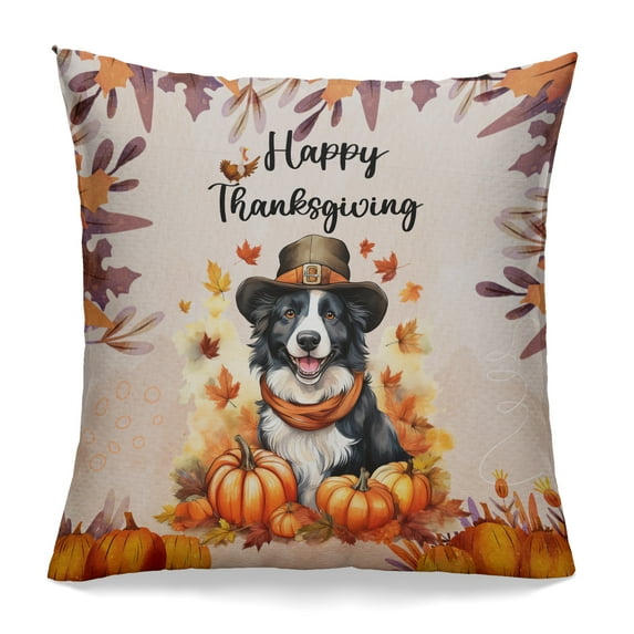 Happy Thanksgiving Border Collie Welcome Thankful Fall Autumn Pumpkin Pillowcase Double Sided Borders Dog Lovers Gifts Idea Pillow Case Covers - 02021