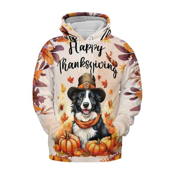 Happy Thanksgiving Border Collie Welcome Thankful Fall Autumn Pumpkin All Over Print 3D Hoodie Unisex Merch Hoodies Borders Dog Lovers Gifts Idea - 02021