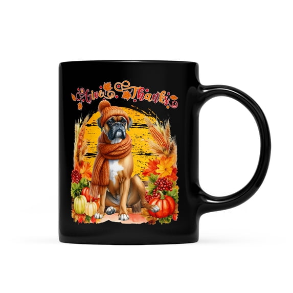 Happy Thanksgiving Boxer Give Thanks Fall Beanie Scarf Welcome Mug Boxers Dog Lover Gifts Idea Coffee Tea Cup - 00020