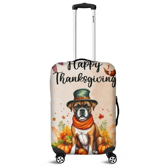 Happy Thanksgiving Boxer Welcome Thankful Fall Autumn Pumpkin Travel Luggage Cover Boxers Dog Lover Gifts Idea Suitcase Dust Protective Decor - 02021