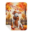 thumbnail image 1 of Happy Thanksgiving Bull Terrier Give Thanks Fall Beanie Scarf Welcome Cozy Sherpa Blanket Bully Dog Lovers Gifts Idea Warm Soft Throw Blanket - 00020, 1 of 5