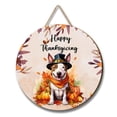 thumbnail image 1 of Happy Thanksgiving Bull Terrier Welcome Thankful Fall Autumn Pumpkin Round Wood Sign Bully Dog Lovers Gifts Idea Hanging Wall Home Decor - 02021, 1 of 5